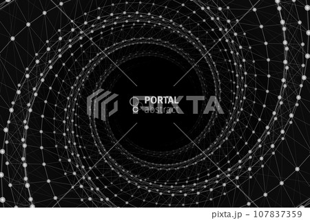 3D Portal. Digital plexus of glowing lines and dots. Futuristic digital background for Science and technology 107837359