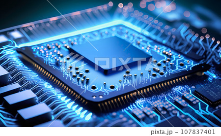 回路基板_マイクロチップ_ブルー 107837401