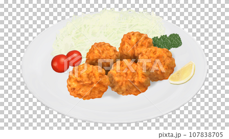 Illustration of fried chicken on a plate 107838705