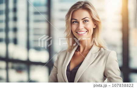 Smiling businesswoman in office 107838822