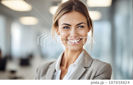 Smiling businesswoman in office 107838824