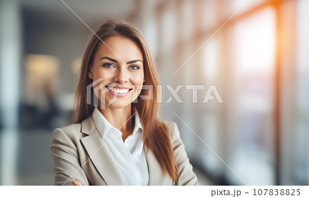 Smiling businesswoman in office 107838825