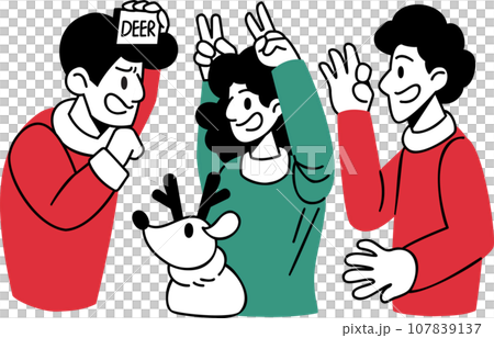 Group of People are Playing Christmas Word Charades Vector Illustration In a minimalist cartoon style Group of People are Playing Christmas Word Charades Vector Illustration In a minimalist cartoon style 107839137