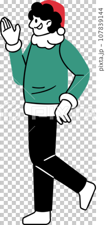 Joyful Person Dancing on Christmas Day with Smiling Face Vector Illustration In a minimalist cartoon style Joyful Person Dancing on Christmas Day with Smiling Face Vector Illustration In a minimalist cartoon style 107839144