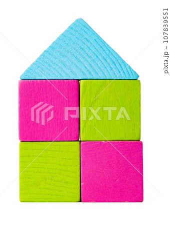 Colorful toy constructor pieces isolated on white 107839551