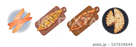 Turkish National Food and Dish Above View Vector Set 107839849