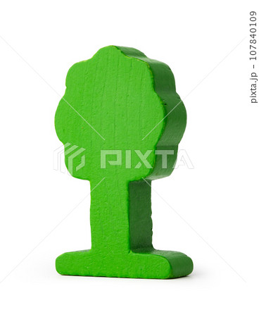 Wooden figure of tree isolated on white Wooden figure of tree isolated on white 107840109