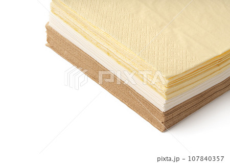 Beige paper napkins on white background studio shot 107840357
