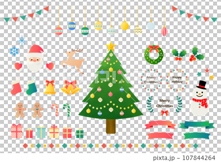 かわいいクリスマスのイラストとフレームのセット 107844264