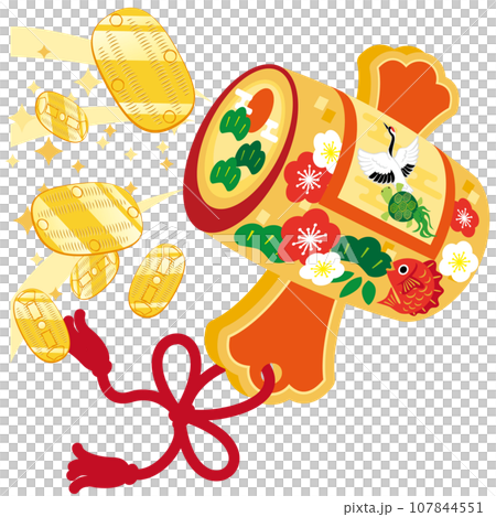 大判小判がザックザクな打ち出の小槌のベクターイラスト 大判小判がザックザクな打ち出の小槌のベクターイラスト 107844551