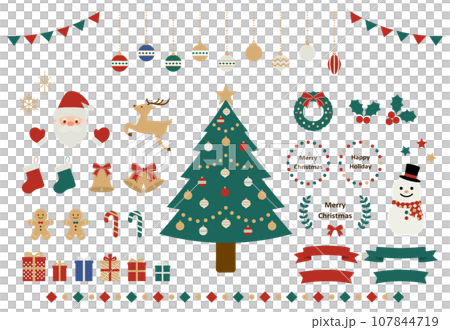 クリスマスのかわいいイラストとフレームのセット 107844719