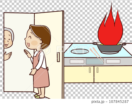 Tempura fire: Housewife forgets to turn on the pot 107845287