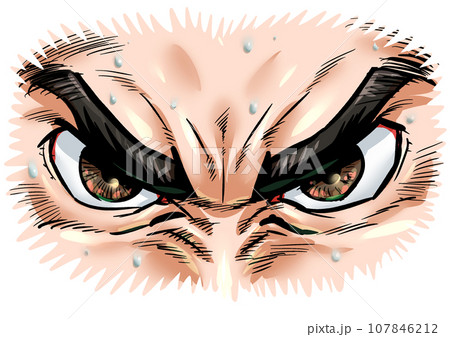 憎しみのこもった目の劇画漫画風イラスト 憎しみのこもった目の劇画漫画風イラスト 107846212