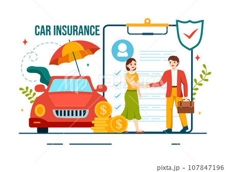 Car Insurance Vector Illustration for Protection For Vehicle Damage And Emergency Risks with Form Document and Cars in Flat Cartoon Background Car Insurance Vector Illustration for Protection For Vehicle Damage And Emergency Risks with Form Document and Cars in Flat Cartoon Background 107847196