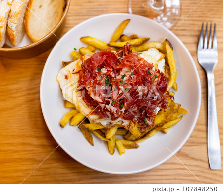 fried eggs with essential bacon fried eggs with essential bacon 107848250