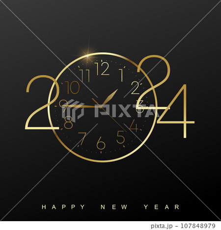 2024 Happy New Year card with golden text. Vector 2024 Happy New Year card with golden text. Vector 107848979