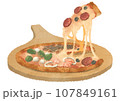 四種類の具の乗ったピザのイラスト素材 107849161