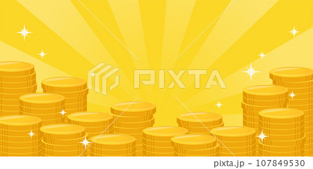 積み上がったコインの背景イラスト(2:1) 積み上がったコインの背景イラスト(2:1) 107849530