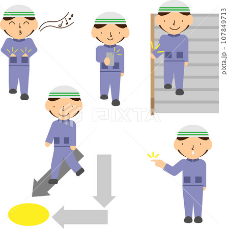 作業着を着た人の安全のための色々なイラストセット 107849713