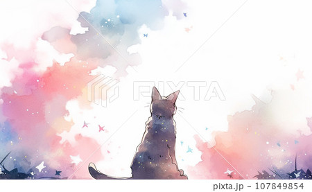 星空を見上げる猫 AI生成画像 星空を見上げる猫 AI生成画像 107849854