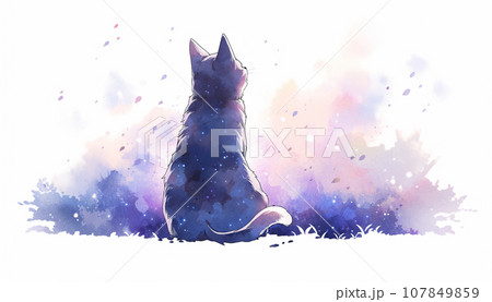 星空を見上げる猫 AI生成画像 星空を見上げる猫 AI生成画像 107849859