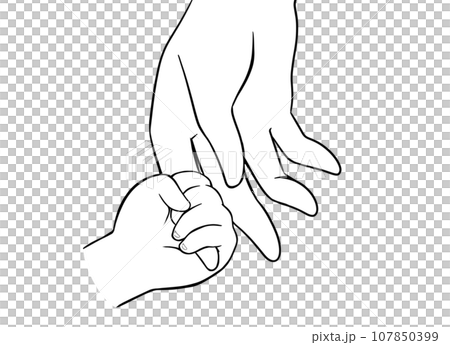 Child's hand holding adult's finger, monochrome Child's hand holding adult's finger, monochrome 107850399