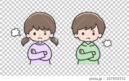 生氣的孩子上半身 107850532