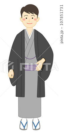 着物姿(グレー系の羽織)の男性 着物姿(グレー系の羽織)の男性 107851731