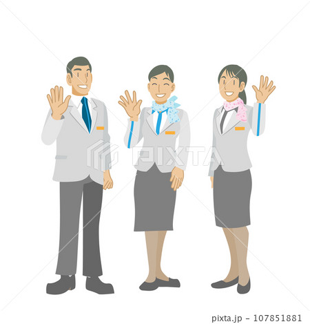 お客様に手を振る空港スタッフ お客様に手を振る空港スタッフ 107851881