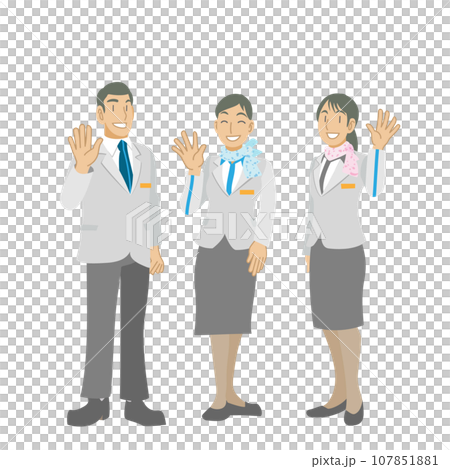 お客様に手を振る空港スタッフ お客様に手を振る空港スタッフ 107851881