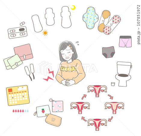 生理の女の子のイラストセット 107851972