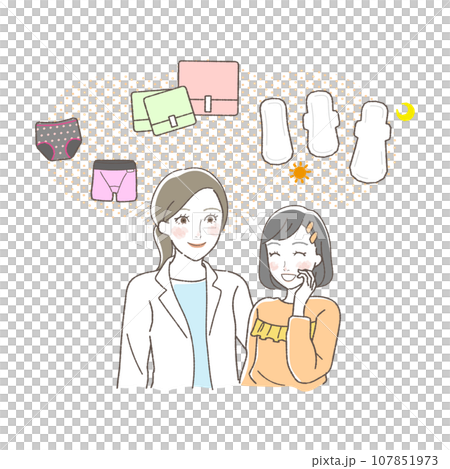 女孩和老師了解月經的插圖 107851973