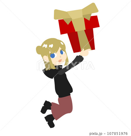 大きなプレゼント箱を持つ女性 107851976