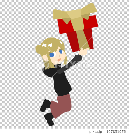 大きなプレゼント箱を持つ女性 107851976