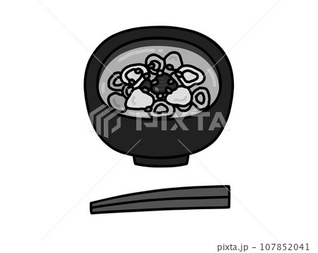 しじみ汁・郷土料理・島根県・モノクロ 107852041