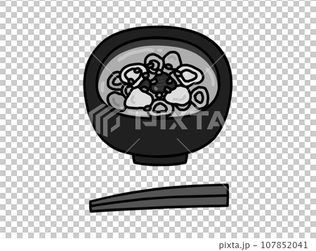 しじみ汁・郷土料理・島根県・モノクロ 107852041