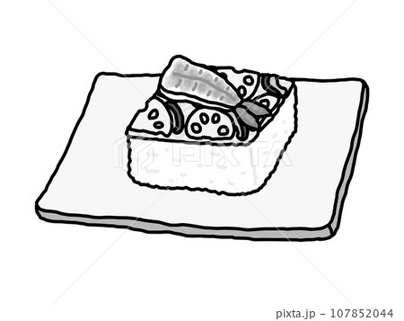 岩国寿司・郷土料理・山口県・モノクロ 107852044