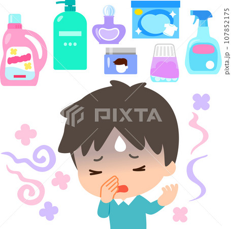 合成香料の匂いに苦しむ男性、香害 合成香料の匂いに苦しむ男性、香害 107852175