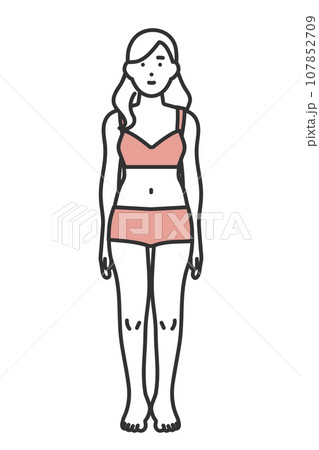 アンダーウェア姿の女性の全身イラスト 107852709