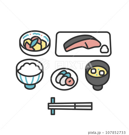 健康的でバランスの取れた和食のイメージイラスト素材 健康的でバランスの取れた和食のイメージイラスト素材 107852733