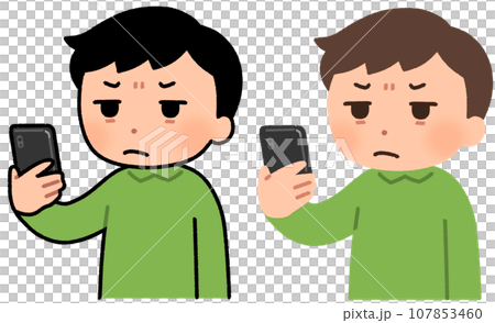 スマホ画面が見づらい男性 107853460