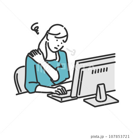 仕事でストレスをためる女性のイメージイラスト素材 仕事でストレスをためる女性のイメージイラスト素材 107853721