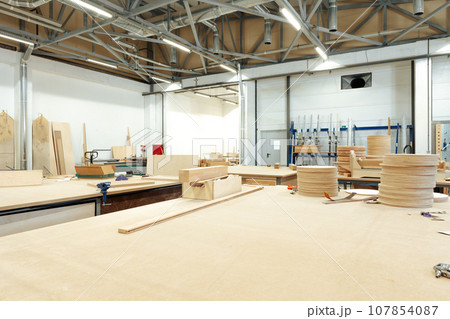 Interior of large workshop of contemporary furniture factory 107854087