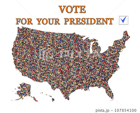 slogan for presidential election with map of USA slogan for presidential election with map of USA 107854100