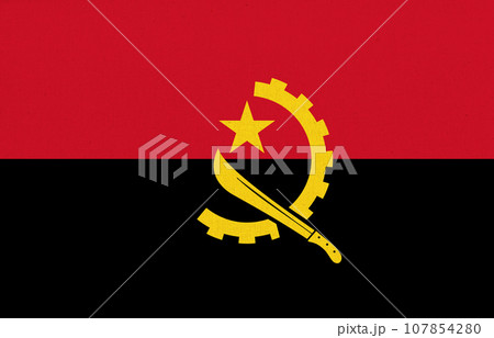 Flag of Andorra. Andorra flag on fabric surface. Andorian national flag 107854280