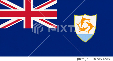 Flag of Anguilla. Anguillan flag on fabric surface. Fabric Texture Flag of Anguilla. Anguillan flag on fabric surface. Fabric Texture 107854285