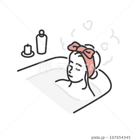 お風呂でリラックスする女性のイラスト 107854345
