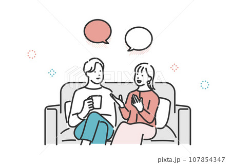 夫婦・カップルで会話をするイメージイラスト素材 夫婦・カップルで会話をするイメージイラスト素材 107854347