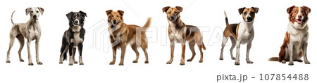 Dog standing vector set isolated on white Dog standing vector set isolated on white 107854488