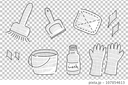 Loose simple cleaning tool set monochrome 107854613